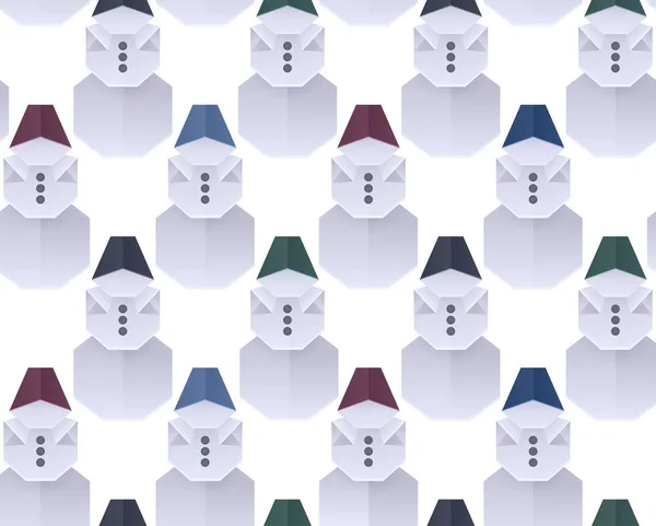 Texture Sans Couture Avec Papier Origami Bonhomme Neige Dans Une — Image vectorielle