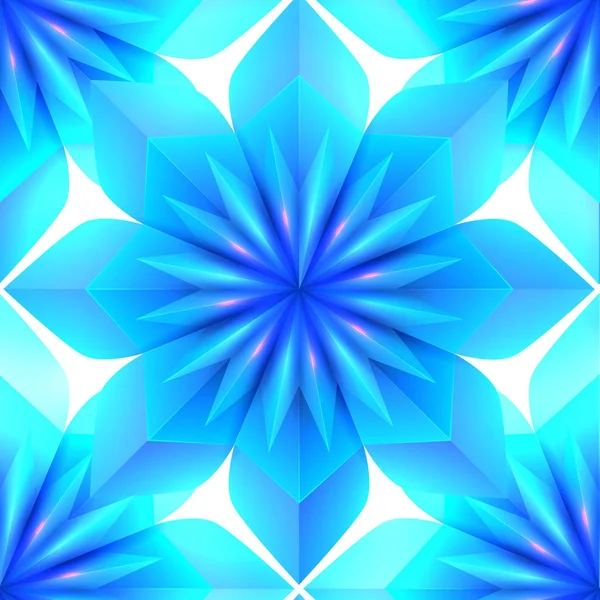Modré Bezešvé Ledu Textura Sněhové Vločky Bílém Pozadí Vektor Vzor — Stockový vektor