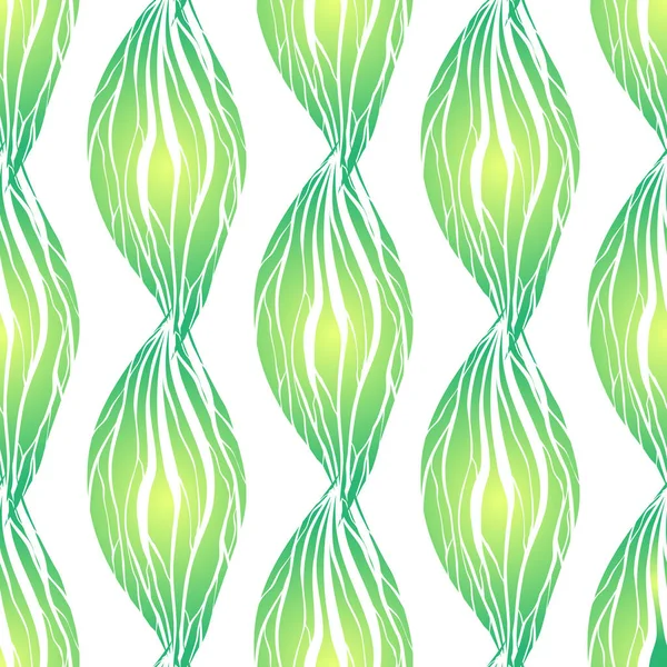Texture Aux Feuilles Ondulées Vertes Tresses Chaînes Verticales Modèle Vectoriel — Image vectorielle