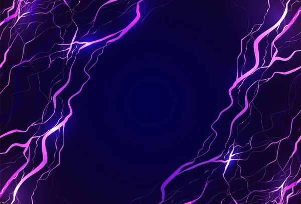 Obdélníkové Šablony Lightning Flash Pozadí Místo Pro Text Přírodní Neon — Stockový vektor