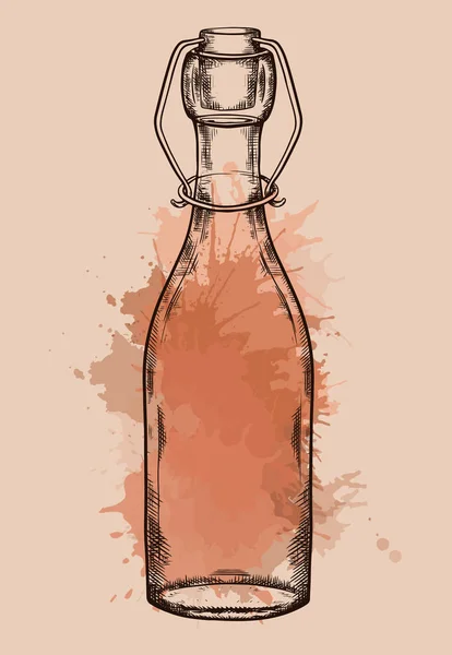 Botella Vidrio Transparente Vacía Con Salpicaduras — Vector de stock