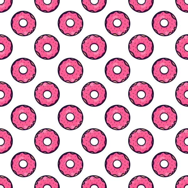 Bezešvá Textura Roztomilý Kawai Růžový Bonbónek Bílém Pozadí Vektor Vzor — Stockový vektor