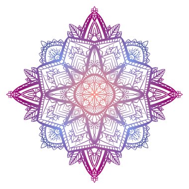 Tracery boyama zen mandala. Nesne arka plandan ayrıdır. Kartlar, dövme skeçler, t-shirt baskı ve yaratıcılık için vektör hassas doodle elemanı.