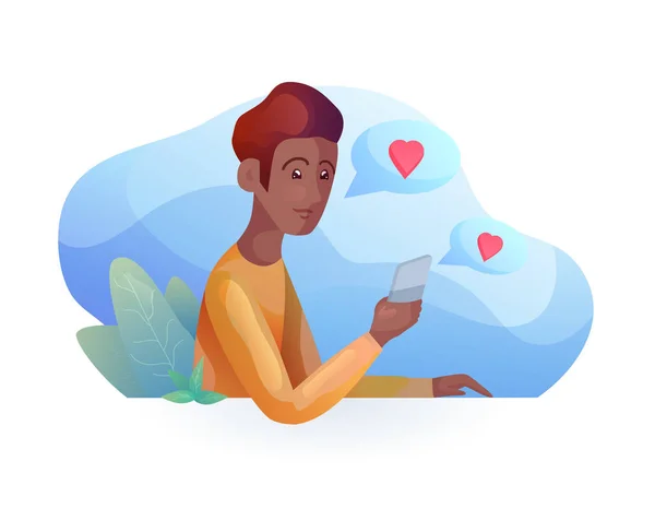 Hombre Africano Hablando Por Teléfono Estilo Moderno Reconocimiento Por Teléfono — Vector de stock