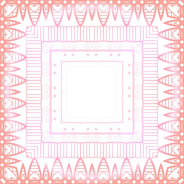 Delicado Patrón Boho Rosa Marco Geométrico Sobre Fondo Blanco Fondo — Vector de stock