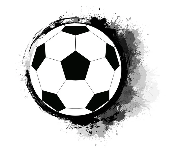 Soccer Ball Met Grunge Slijtage Inktvlekken Aquarel Spatten Het Object — Stockvector
