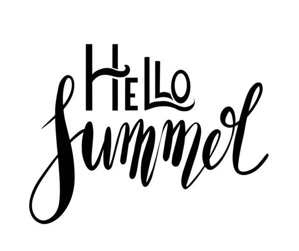 Olá Summer, letras manuscritas. Citação positiva para inspiração. Elemento de caligrafia vetorial —  Vetores de Stock