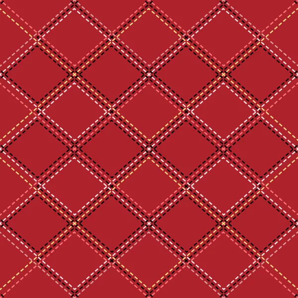 Безшовний візерунок з контурними швами ромбів на червоному тлі. Текстура тканини і плоска. Векторний фон — стоковий вектор