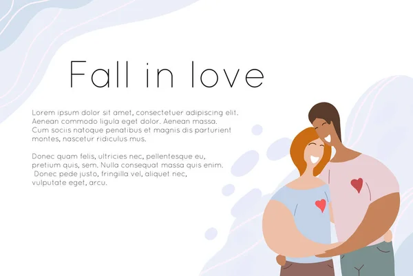 Vorlage der Website Banner mit lgbt glückliches Paar umarmen und lachen. Frauenbeziehungen und Liebe. Wohnung moderne Familienmenschen. — Stockvektor
