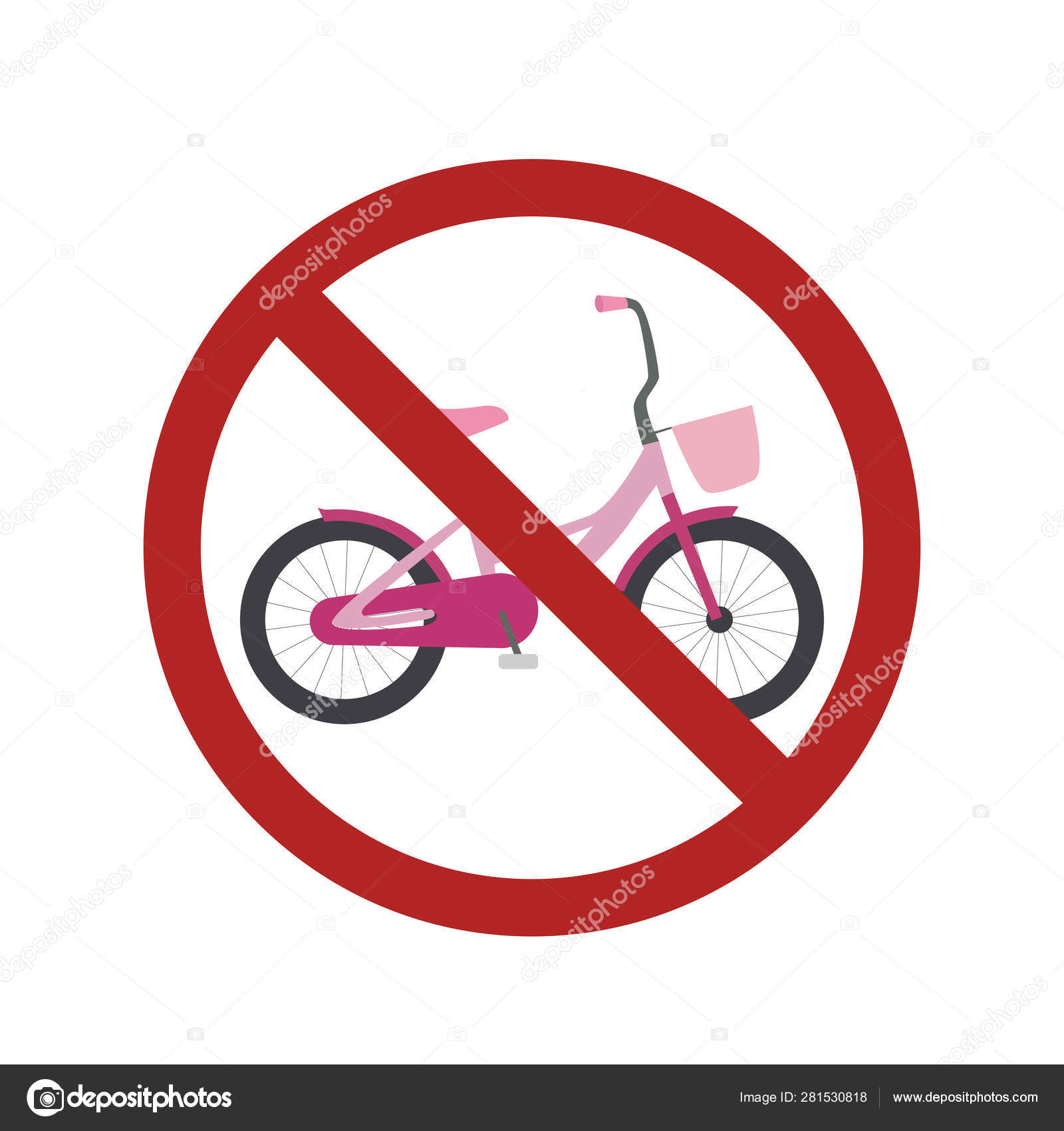 Image vectorielle Velo plat dans le panneau d interdiction. Interdiction du velo. Velo enfant dans l interdiction par veleri 281530818