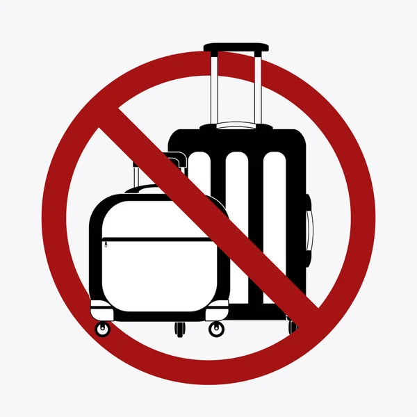 Zakaz bagażu. Sylwetka walizki w znaku zakazu. Zatrzymaj ładunek. Lampka podróżna. Obiekt jest oddzielona od tła. Element wektorowy — Wektor stockowy