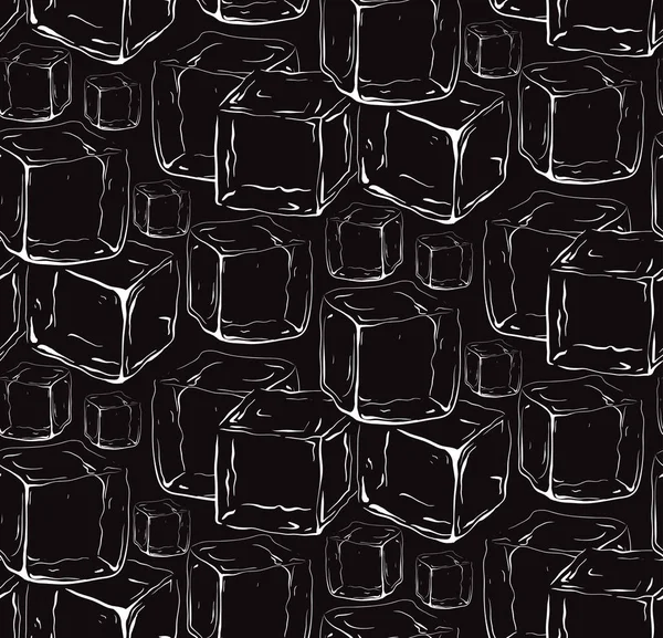 Texture monochrome sans couture des glaçons de contour sur fond sombre. Blocs de glace linéaires. Modèle vectoriel — Image vectorielle