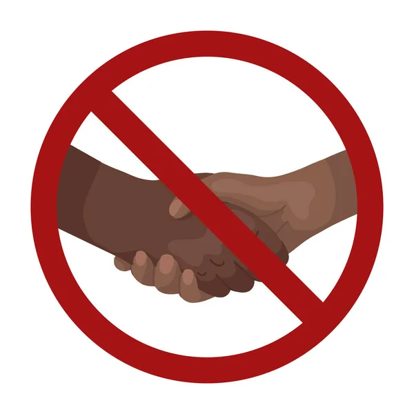Cartoon African Man Shaking Hands Prohibition Sign Line Art Businessman — Stock Vector