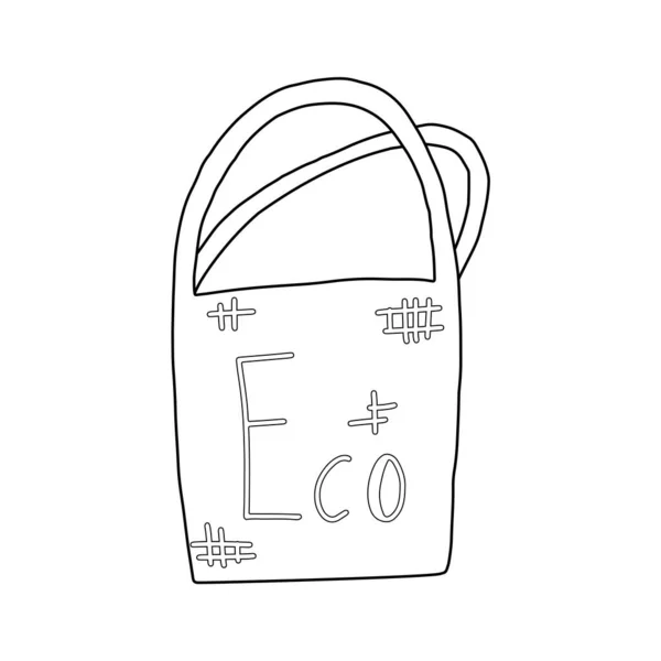 Περιληπτικά Μηδενικά Απόβλητα Εικόνα Περιγράμματος Της Τσάντας Από Οικολογικό Υλικό — Διανυσματικό Αρχείο