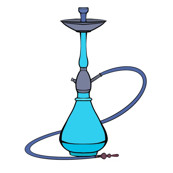 在白色背景上孤立的Hookah的彩色等高线漫画插图 休息和放松 信息图形和设计的向量对象 — 图库矢量图片