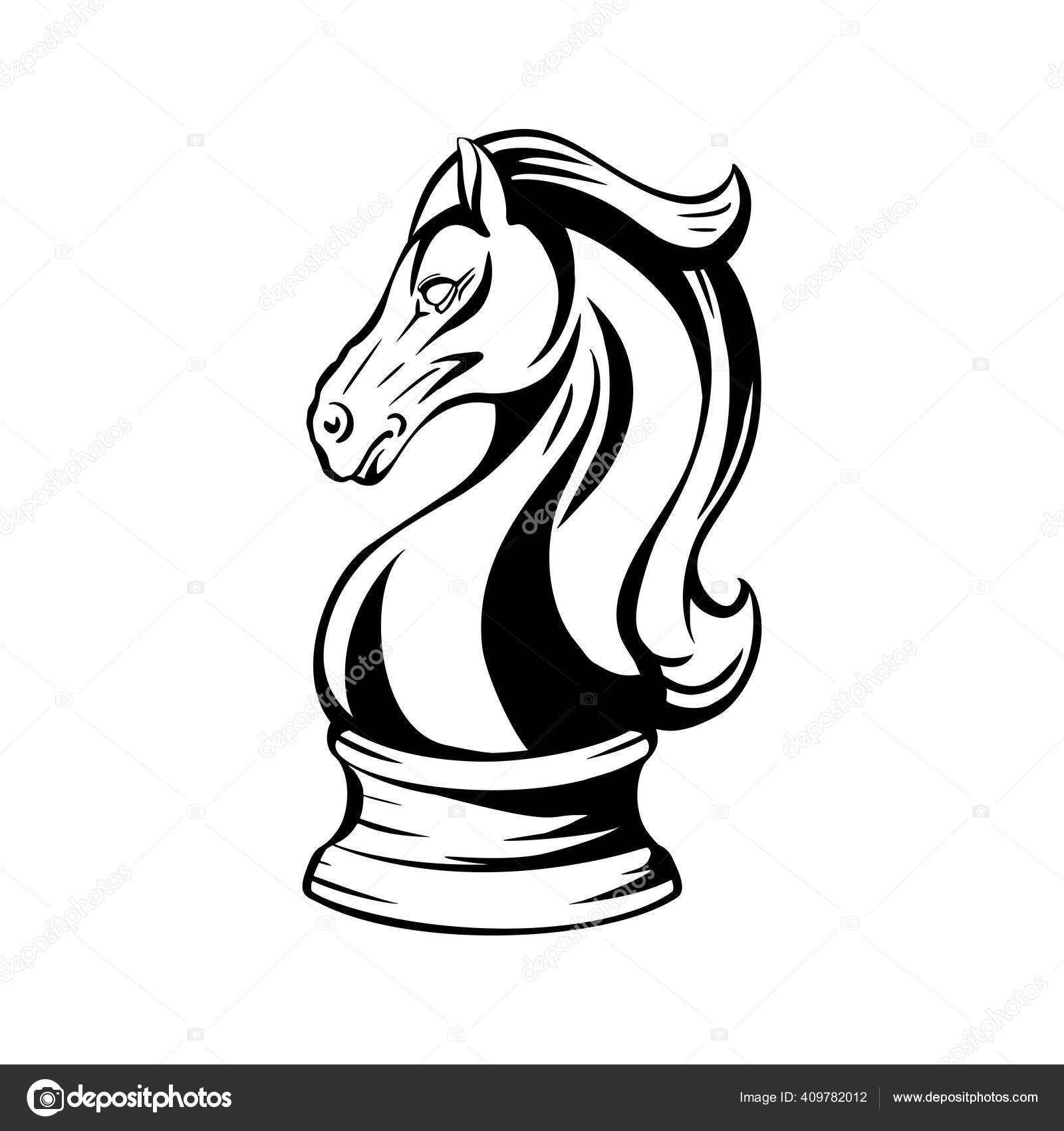 único desenho de linha contínua cavalo cavaleiro xadrez logotipo isolado no  fundo branco. logotipo de xadrez