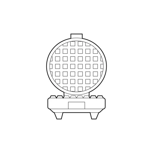 Ilustração Contorno Uma Vista Frontal Ferro Waffle Aberta Sobre Fundo — Vetor de Stock