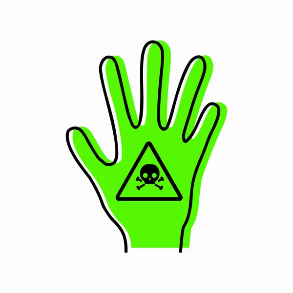 Poisoning Person Intoxication Limbs Contour Silhouette Hand Poison Icon Green — Stock Vector