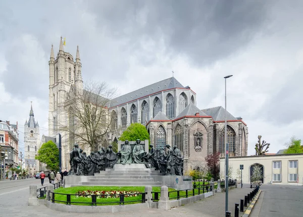 Saint Bavo Kathedrale Vom Van Eyck Platz Ist Eine Gotische — Stockfoto