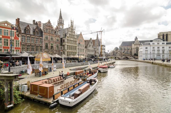 Ghent Belgium April 2017 Graslei Quay One Most Picturesque Places — Stock Photo, Image