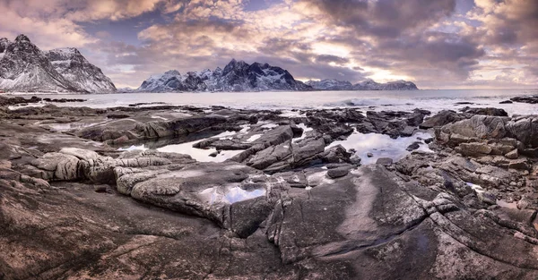 Colorido Atardecer Sobre Las Islas Lofoten Noruega — Foto de Stock