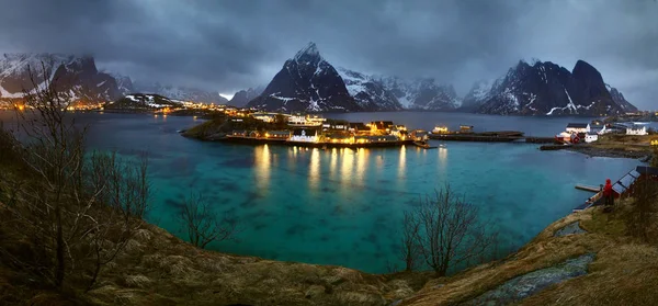Tarde Sobre Reine Lofoten Noruega — Foto de Stock