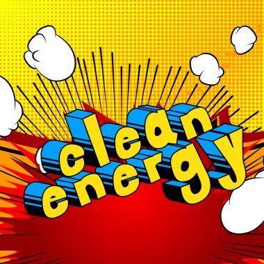 Temiz enerji - arka plan üzerinde çizgi roman tarzı kelime.