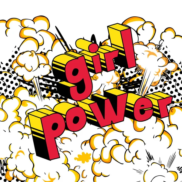 Girl Power Wort Comic Stil Auf Abstraktem Hintergrund — Stockvektor