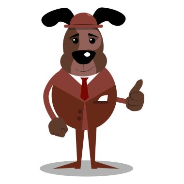 Resimli karikatür başparmak tabela gösterilen köpek gibi.