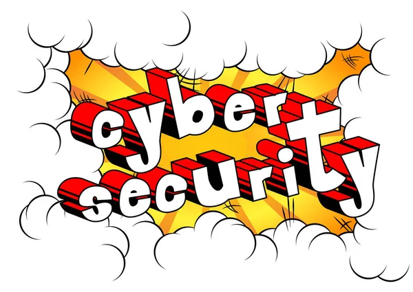 Cyber Security Palavra Estilo Quadrinhos Abstrato — Vetor de Stock