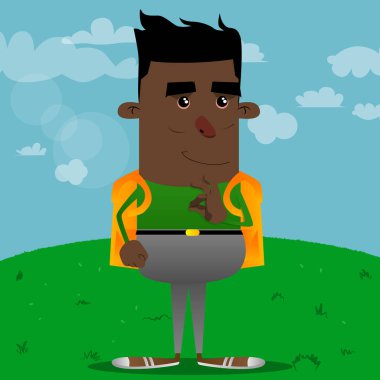 Okul çocuğu gösteren ok işareti. Vektör çizgi film karakteri çizim.