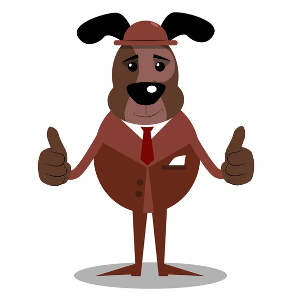 Kreslený Ilustrované Pes Takže Thumbs Označení Dvěma Rukama — Stockový vektor