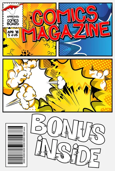 Bewerkbare Comic Book Cover Met Abstracte Explosie Achtergrond — Stockvector