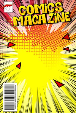 Soyut arkaplan ile düzenlenebilir çizgi roman kapağı.