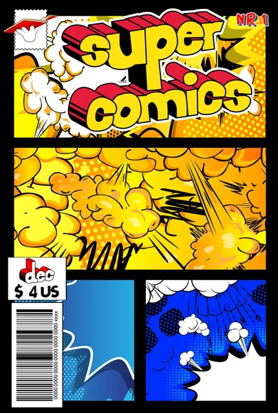 Soyut arkaplan ile düzenlenebilir çizgi roman kapağı.