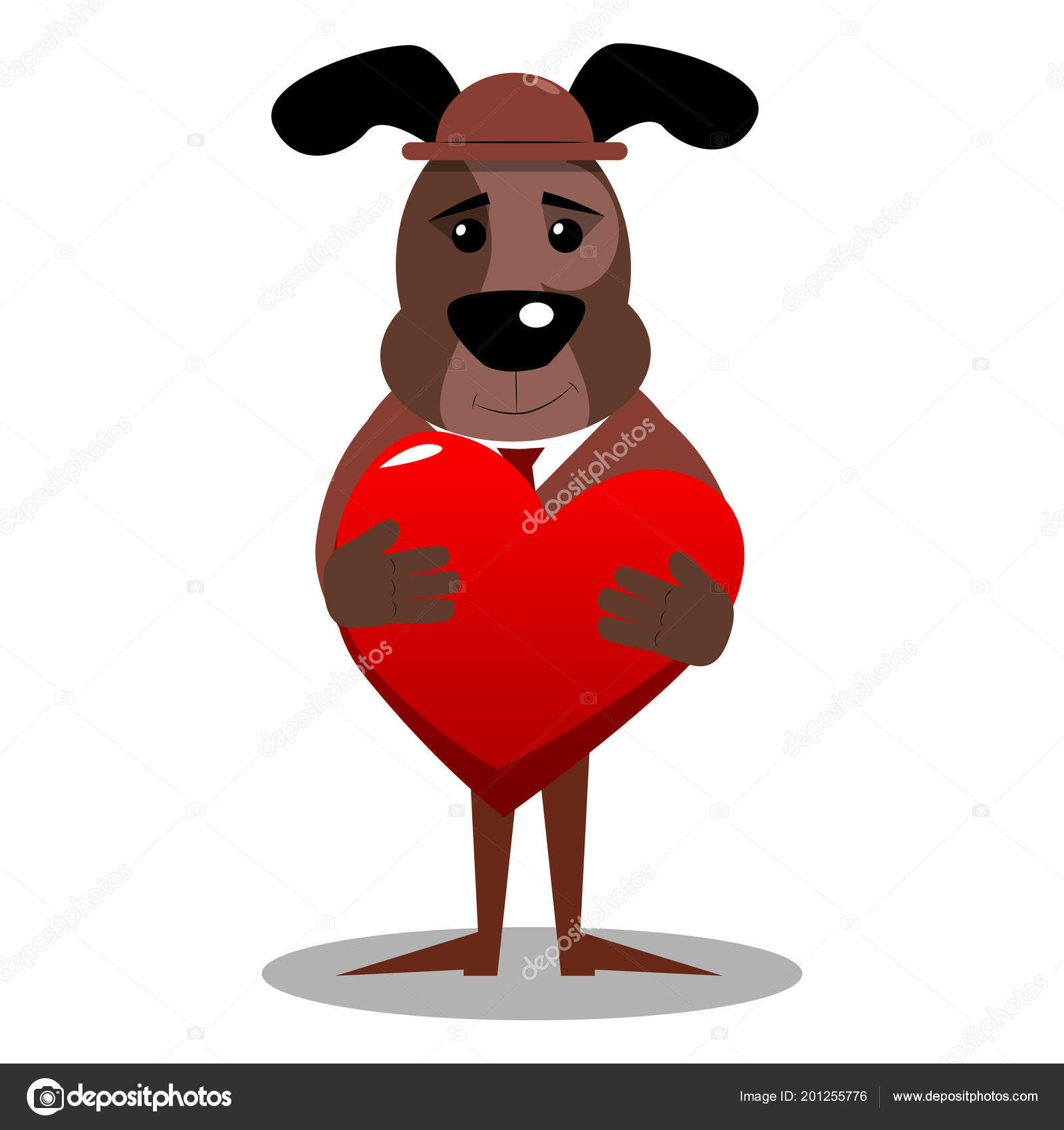 Dessin Animé Chien Affaires Illustré étreindre Grand Coeur