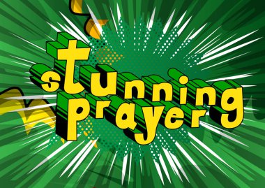 Çarpıcı dua - arka plan üzerinde çizgi roman kelime.