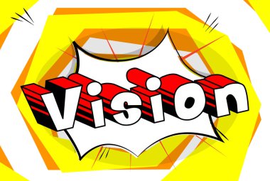Vizyon - arka plan üzerinde çizgi roman kelime.