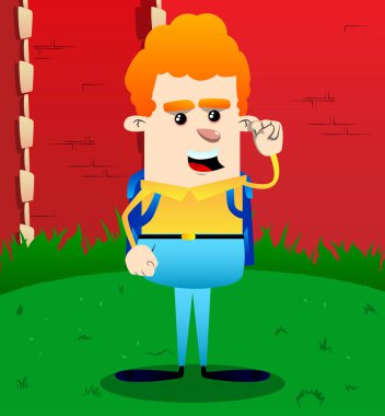 Güç insanlar yumruk jest yapma okul çocuğu. Vektör çizgi film karakteri çizim.