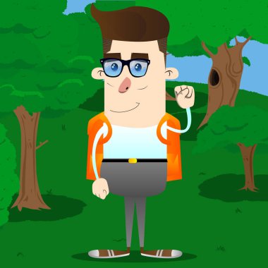 Güç insanlar yumruk jest yapma okul çocuğu. Vektör çizgi film karakteri çizim.