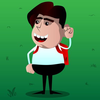 Güç insanlar yumruk jest yapma okul çocuğu. Vektör çizgi film karakteri çizim.