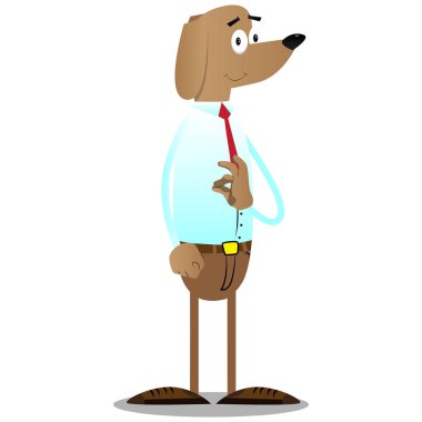 Resimli iş köpek ok işaret gösteren çizgi film.