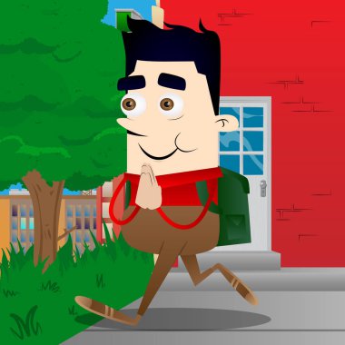 Eller dua ile okul çocuğu. Vektör çizgi film karakteri çizim.