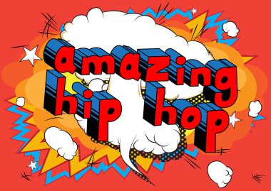 Şaşırtıcı Hip Hop - arka plan üzerinde çizgi roman kelime.