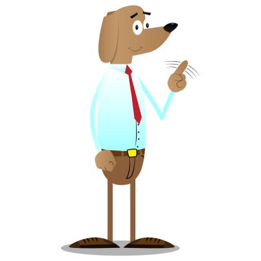 Resimli iş köpek söyleyerek parmağıyla Hayır cartoon.