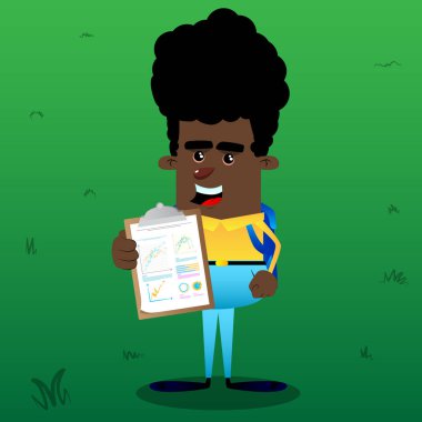 Öğrenci finans raporu gösterir. Vektör çizgi film karakteri çizim.