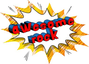 Awesome Rock - arka plan üzerinde çizgi roman kelime.