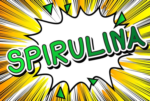 Spirulina - arka plan üzerinde çizgi roman kelime.