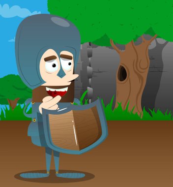 Zırh cesur şövalye. Vektör çizgi film karakteri çizim.