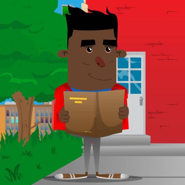 Öğrenci kitap okuma. Vektör çizgi film karakteri çizim.